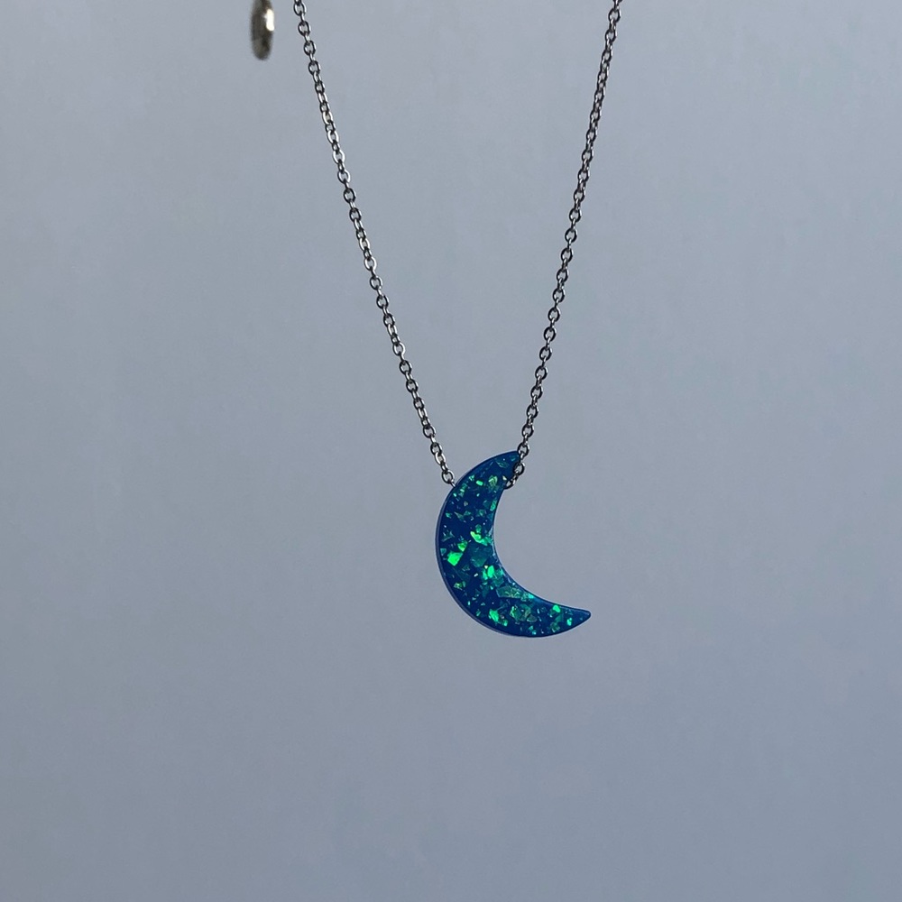 Opal Moon Necklace dark blue - Picture 3 of 4